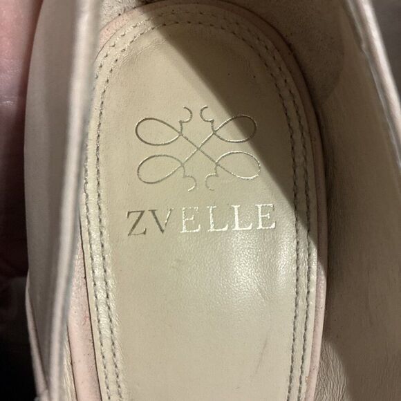 Zvelle Genuine Leather Solid Light Pink Beige High Heels Pumps Pointed Toe 7 - Picture 5 of 6